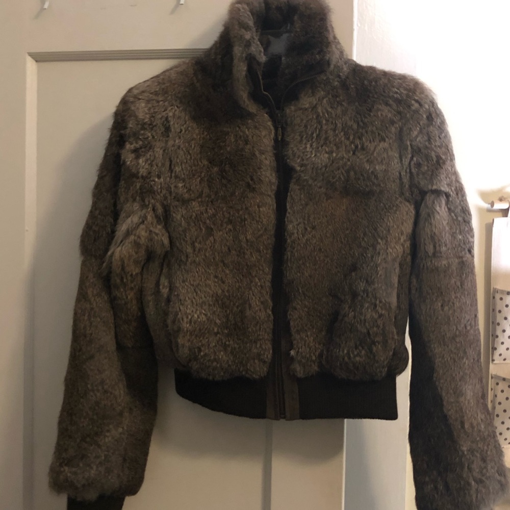 Wilsons leather jacket with fur accents